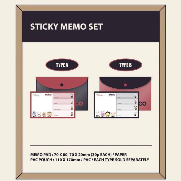 Kpop Stray Kids #Lovestay: SKZOO Merch Sticky Memo/Post It Set - Picture 2 of 3